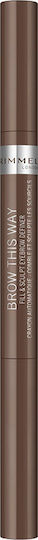 Rimmel Brow This Way 2-in-1 Fill & Sculpt Eyebrow Definer Μολύβι για Φρύδια 002 Medium Brown