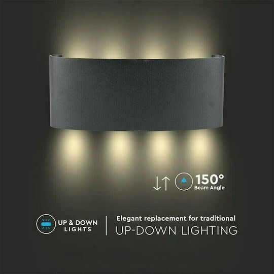 V-TAC Wall-Mounted Outdoor Ceiling Light LED IP65 7W with Warm White Light Double Beam 22x4.8x9εκ.