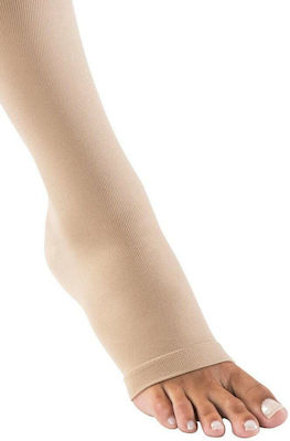 Sigvaris Cotton Open Toe Graduated Compression Thigh High Stockings Δεξιά Long 18-21 mmHg Beige