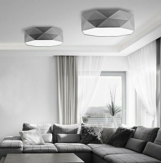 TK Lighting Kantoor Πλαφονιέρα Οροφής 52εκ. Γκρι με Ντουί E27