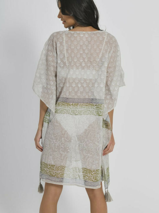 Ble Resort Collection Γυναικείο Κοντό Καφτάνι Παραλίας Μπεζ