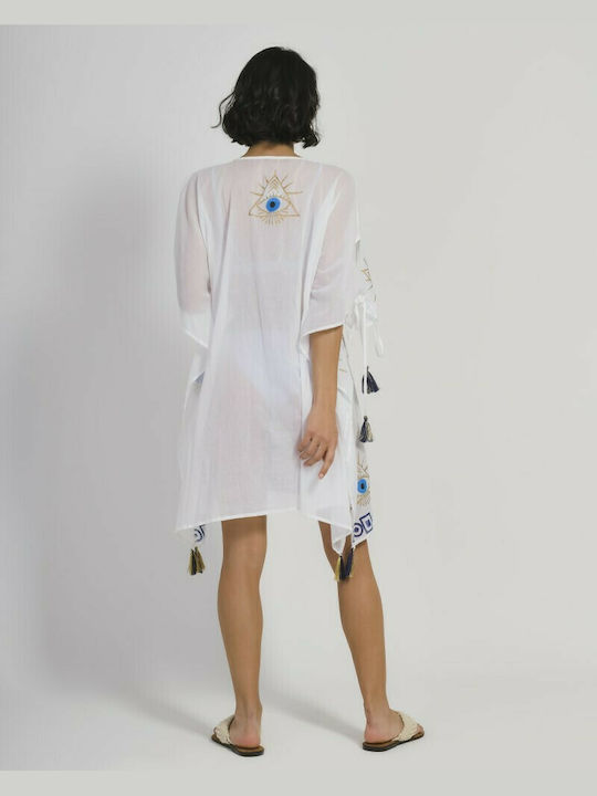 Ble Resort Collection Women's Mini Caftan Beachwear White