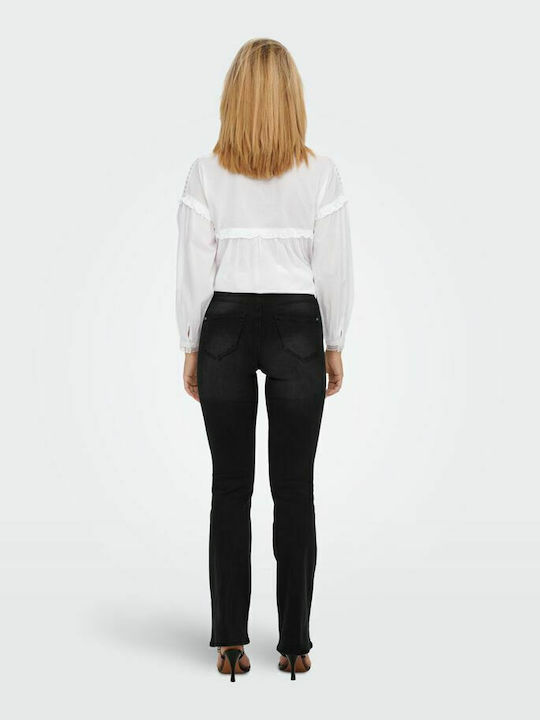 Wauw High Waist Women's Jean Trousers Flared Black
