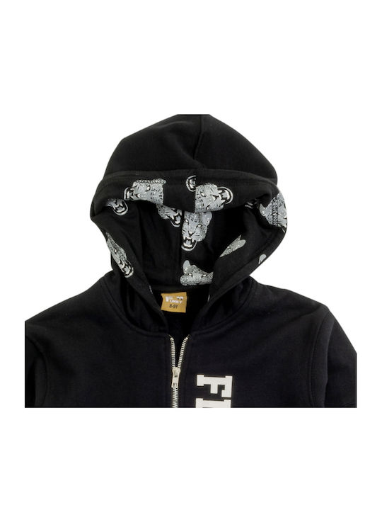 Funky Girls Hooded Sweatshirt with Zipper Black