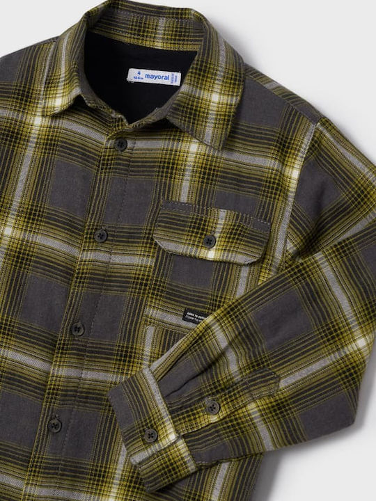 Kids Checked Shirt Long Sleeve Khaki