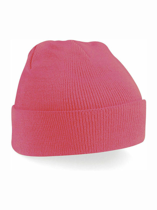 Beechfield B45 Knitted Beanie Cap Fluorescent Pink