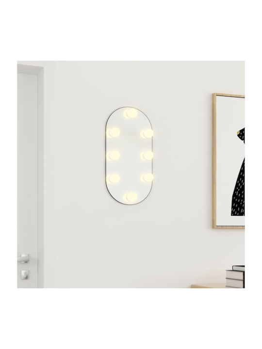 vidaXL Овални Банско Огледало LED 40x20см Сребрист