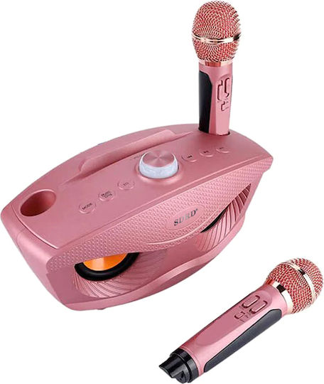 Boxă Karaoke cu Microfoane Fără Fir și Efecte de Iluminare SD-306 Roz