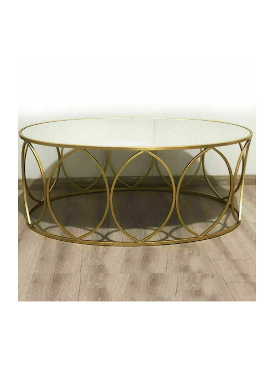 Oval Glass Coffee Table Gold L110xW57xH45cm