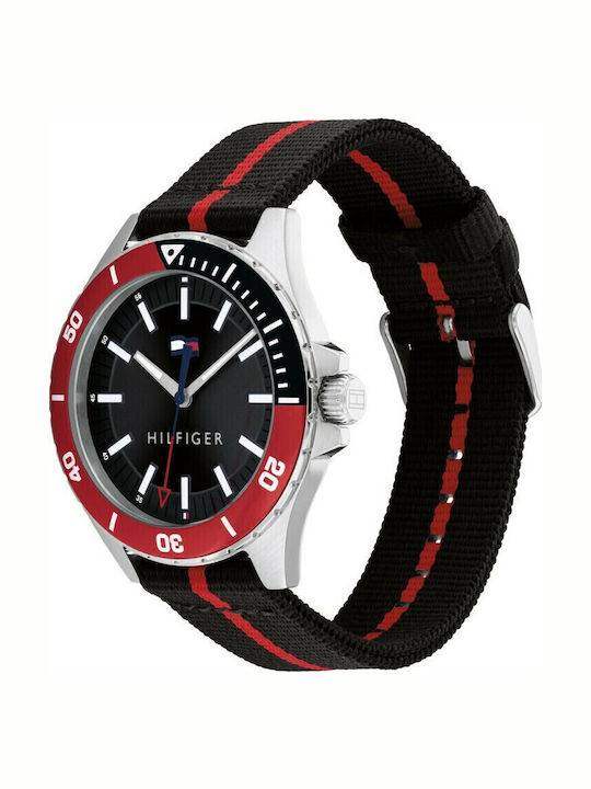 Tommy Hilfiger Logan Мъжки Часовник 43мм На Батерия с Черна Текстилна Каишка