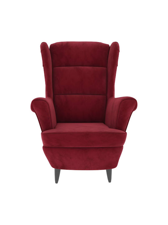 Bergère cu Puf Catifelat Burgundy 81x90x96.5cm