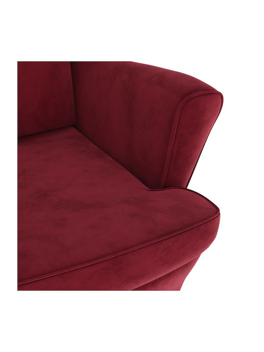 Bergère cu Puf Catifelat Burgundy 81x90x96.5cm