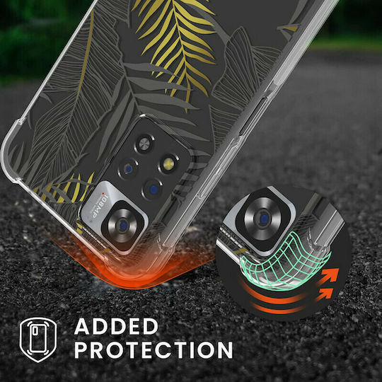 KWmobile Задна корица Силикон с Каишка Palm Leaves - Yellow / Grey / Transparent (Redmi Note 11 Pro+ 5G)