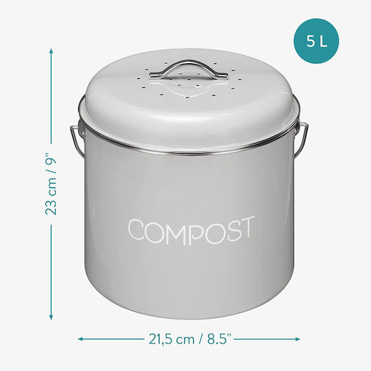 49642.2.22 Metallic Closed Type Composter 5lt Grey