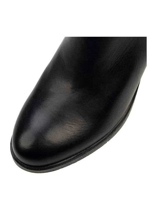 Leather Women's Ankle Boots with Medium Heel Black