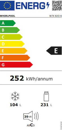 Whirlpool Kühl-Gefrierkombination 335Es Total NoFrost H191.2xB59.6xT67.8cm. Schwarz W7X 82O K