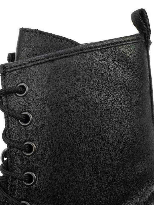 R Leder Stiefeletten Damen Schwarz
