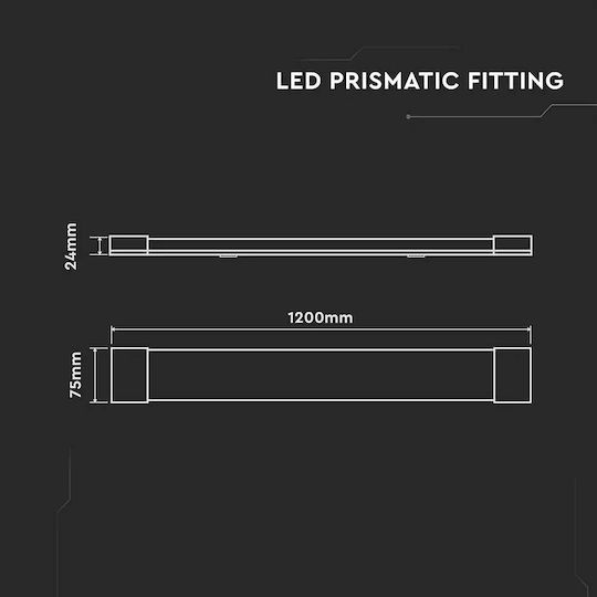 V-TAC LED Lumina liniară Lumină Plafon 30W Alb natural IP20 L122.5xL7.8xÎ2.6cm