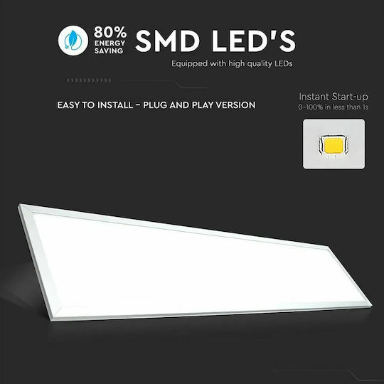 V-TAC Vt-12031 Παραλληλόγραμμο Χωνευτό LED Panel 29W με Ψυχρό Λευκό Φως 6000K 120x30εκ.