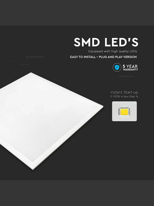 V-TAC Pătrat Încastrat Panou LED Putere 29W cu Alb Natural Lumini 60x60cm.