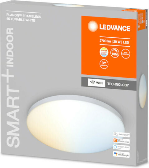 Ledvance Smart+ Planon Frameless Στρογγυλό Εξωτερικό LED Panel 28W με Ρυθμιζόμενο Λευκό Φως 45εκ.