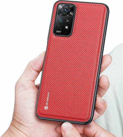 Dux Ducis Fino Задна корица Силикон / Текстил Червен (Redmi Note 11 Pro)