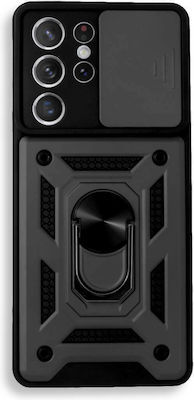 Bodycell Armor Slide Plastic Back Cover Durable Black (Galaxy S22 Ultra 5G)