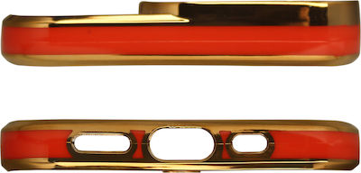 Hurtel Fashion Gold Frame Silicone Back Cover Red (iPhone 13 Pro Max)