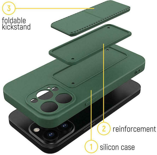 Wozinsky Kickstand Flexible Silicone Back Cover Black (iPhone 13 Pro Max)