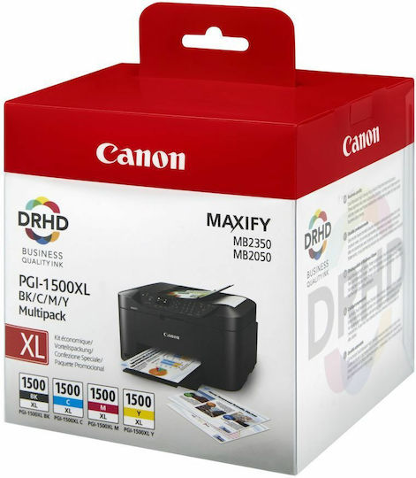 Canon PGI-2500XL Γνήσιο Πακέτο 4 Μελανιών Εκτυπωτή InkJet Κίτρινο / Κυανό / Ματζέντα / Μαύρο (9254B004)