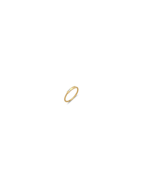Δαχτυλίδι Σφυρήλατο Χρυσό Με Ζιργκόν 14K