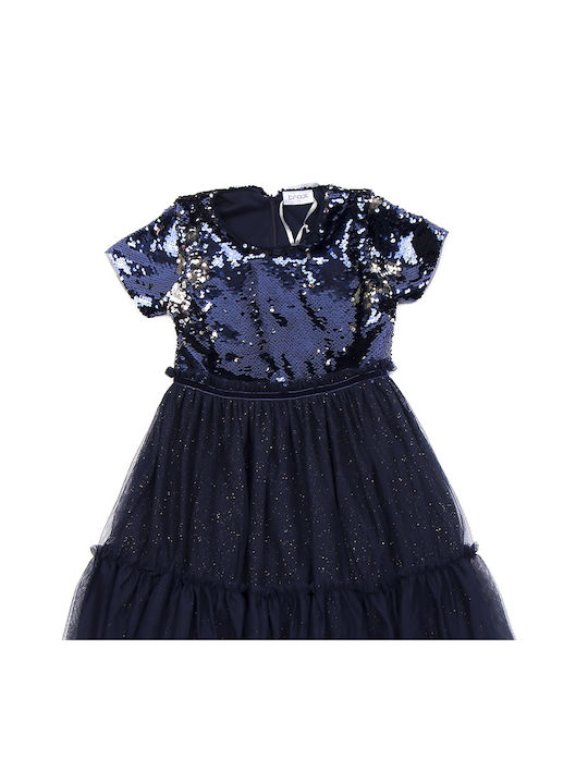 Trax Kids Dress Tulle Short Sleeve Navy Blue