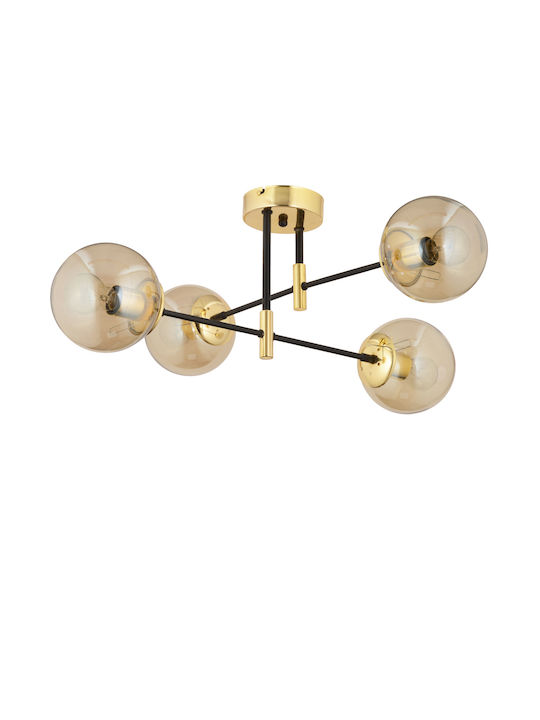 ArteLibre Mar Pendant Light Gold Ball for 4 Bulbs E27