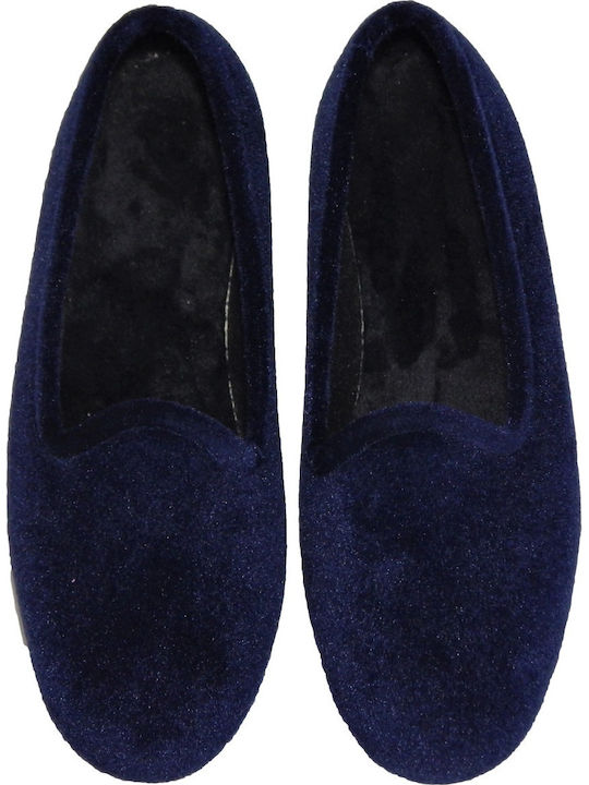 Geschlossene Damen Hausschuhe Marineblau