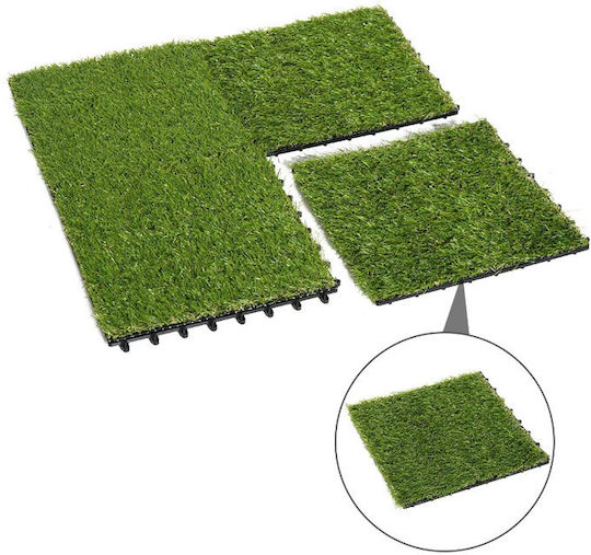 Plăci de Gazon Sintetic 0.3x0.3m și Înălțime Fir 25mm 10buc