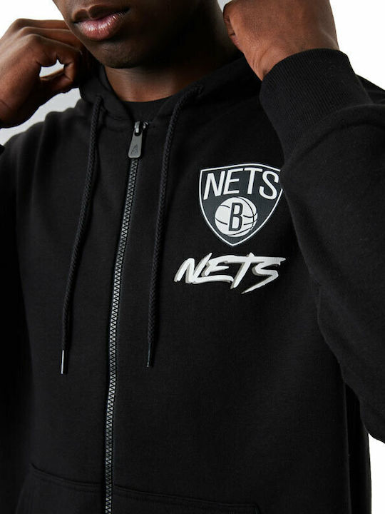 NBA Script Brooklyn Nets Cardigan with Black Hood