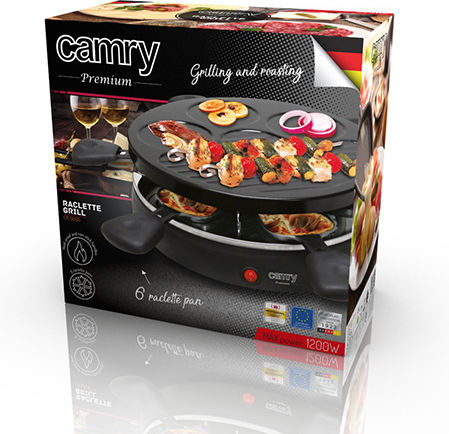 Adler Camry Tabletop Grătar Electric Raclette Placă Netedă și Striată 1200W 28.5bucx28.5buccm