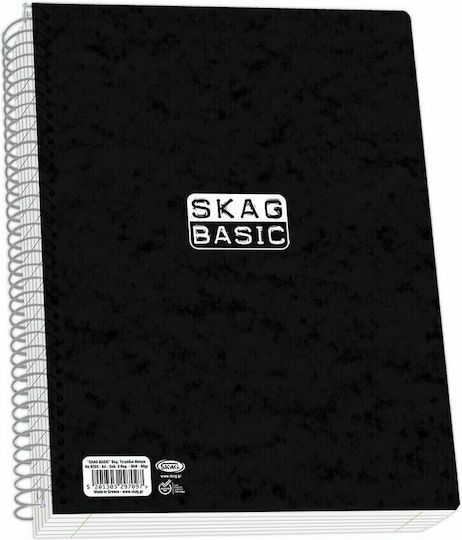 Skag Spiral Notebook Ruled A4 120 Sheets 4 Subjects Basic Black 1pcs