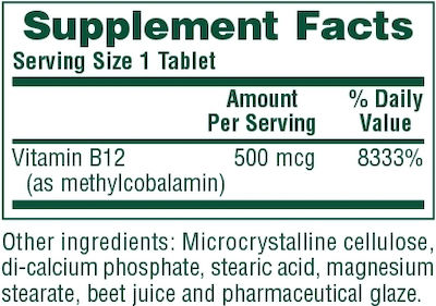 Nature's Plus Vitamin B12 Βιταμίνη 500mcg 90 ταμπλέτες