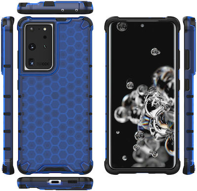 Hurtel Honeycomb Umschlag Rückseite Silikon Blau (Galaxy S22 Ultra 5G)