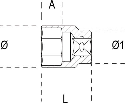 Beta Nuss Sechskant mit Vierkant-Antrieb 1/2" Durchmesser 22mm 1Stück