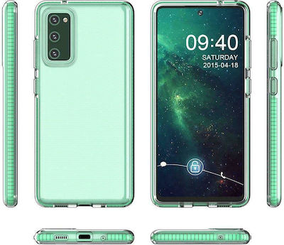 Hurtel Spring Back Cover Silicone 1mm Transparent / Turquoise (Galaxy S21)