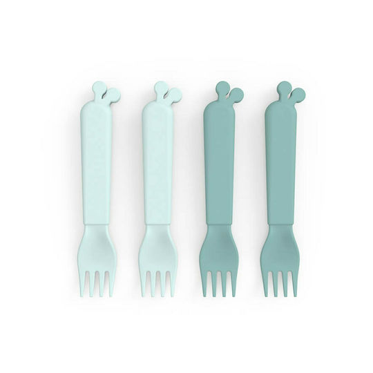 Done by Deer Baby Set with Fork made of Plastic Blue 4pcs