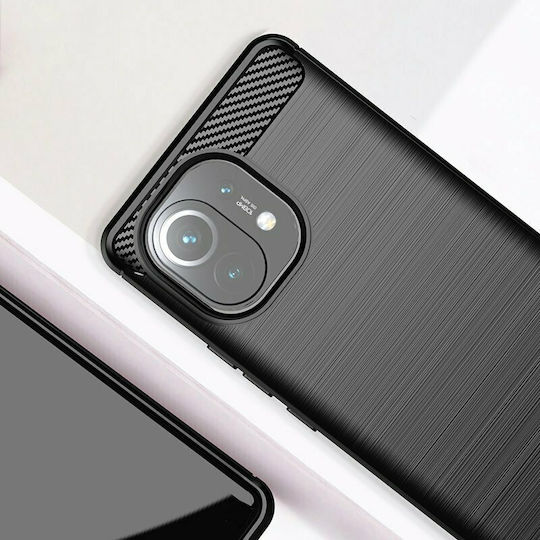 Hurtel Carbon Flexible Umschlag Rückseite Silikon Blau (Xiaomi Mi 11)