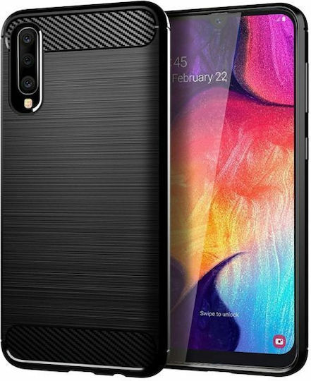 Forcell Carbon Back Cover Σιλικόνης Μαύρο (Galaxy A50)