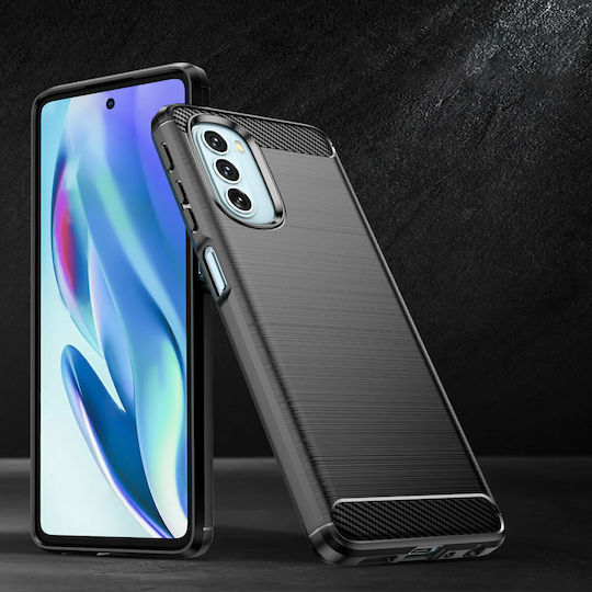 Hurtel Carbon Flexible Umschlag Rückseite Silikon Schwarz (Motorola Moto G51 5G)