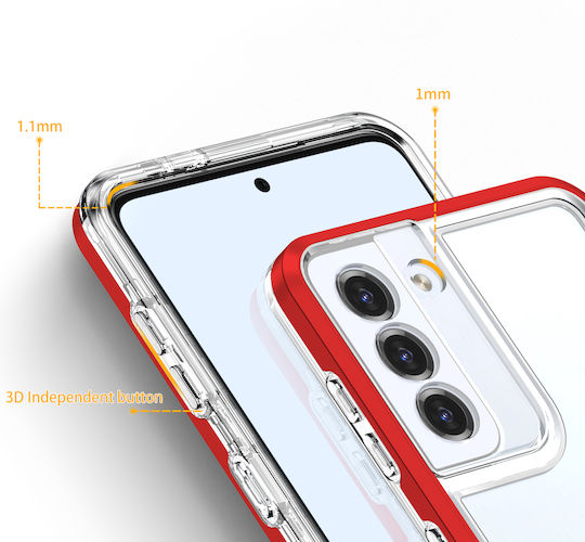 Hurtel Clear 3in1 Back Cover Silicon 1.1mm Roșu (Galaxy S21+ 5G)