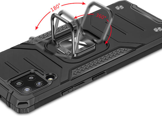 Wozinsky Ring Armor Kickstand Back Cover Plastic Black (Galaxy A42)