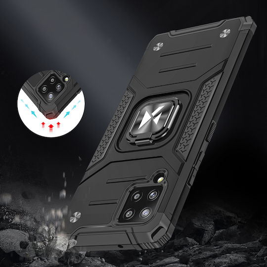 Wozinsky Ring Armor Kickstand Back Cover Plastic Black (Galaxy A42)