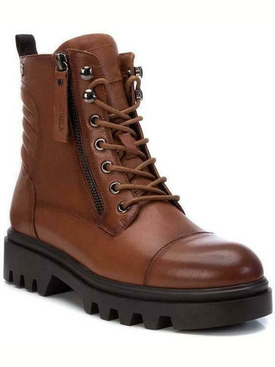 Leder Stiefeletten Damen Tabac Braun